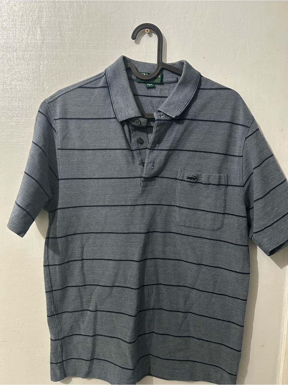 Men's Short Sleeve Polo in Blue with Navy Stripe Detail